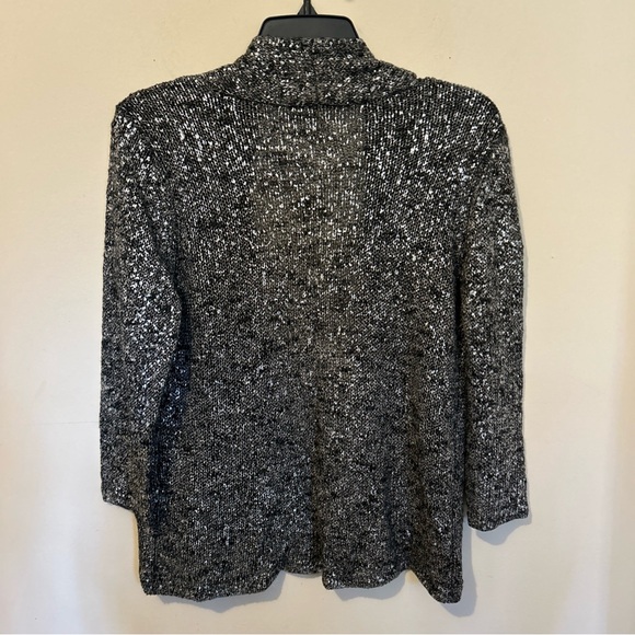 Eileen Fisher Open Cardigan Sweater Women’s XS Black White Gray Italian Linen - Picture 2 of 11